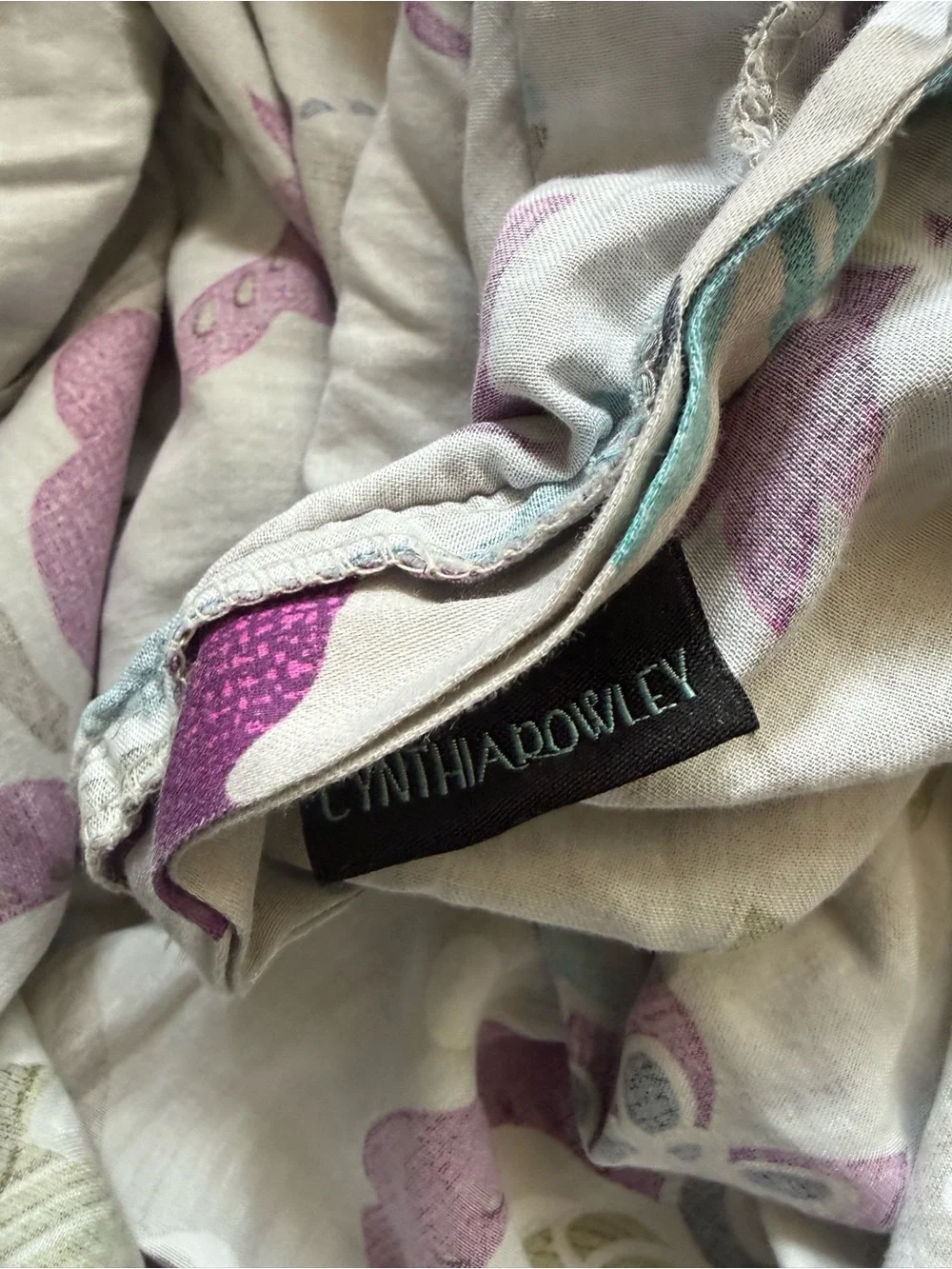 Cynthia Rowley Purple and Teal Floral Duvet Oversized Queen Cover